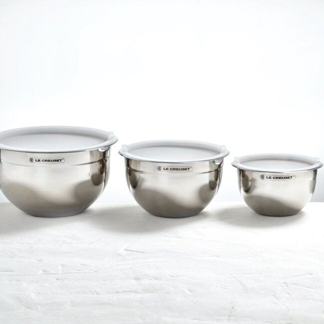 Le Creuset Online Stainless Steel Mixing Bowls with Lids, Set of 3 - Stainless Steel Mixing Bowls with Lids, Set of 3 - Image 3